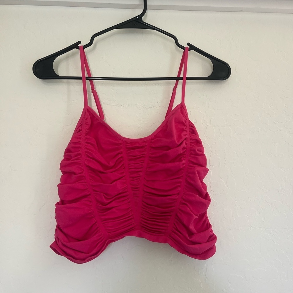 Free People Intimately Ruched Pink Cami Tank Top M/L Stretch Intimates